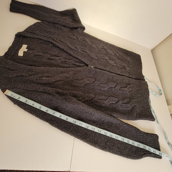 LOFT Dark Grey Women's Zip-Up Cable Knit Cardigan Sweater, Size L, NWOT - Picture 8 of 12